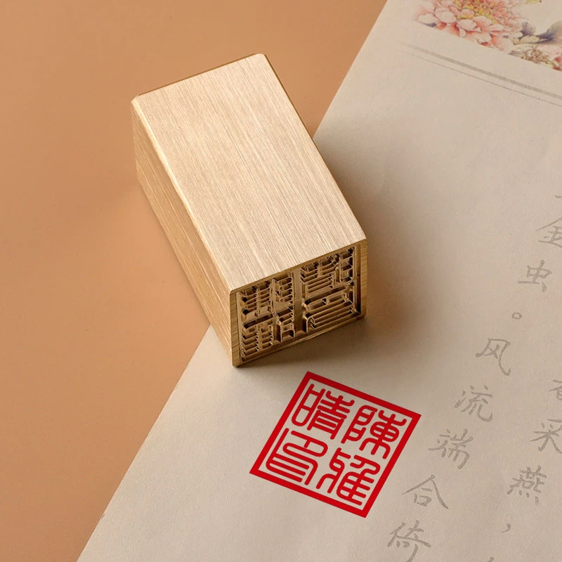 Vintage Collectible Pens - ตราประทับทองเหลืองโบราณแบบกำหนดเอง ปากกาแข็ง ตราประทับลายเซ็นส่วนตัว ของสะสมวินเทจจีน ตราประทับลายเส้นสำหรับงานเขียนพู่กันจีน