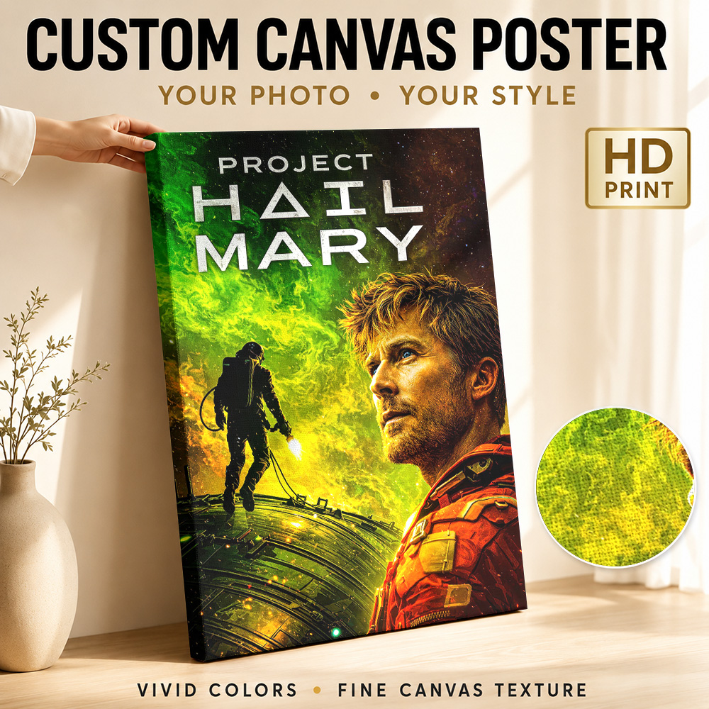 Vintage Collectible Posters - โปสเตอร์ผ้าแคนวาสภาพยนตร์ Project Hail Mary ภาพถ่ายสั่งทำพิเศษ ศิลปะตกแต่งผนังสไตล์วินเทจสำหรับห้องนั่งเล่น
