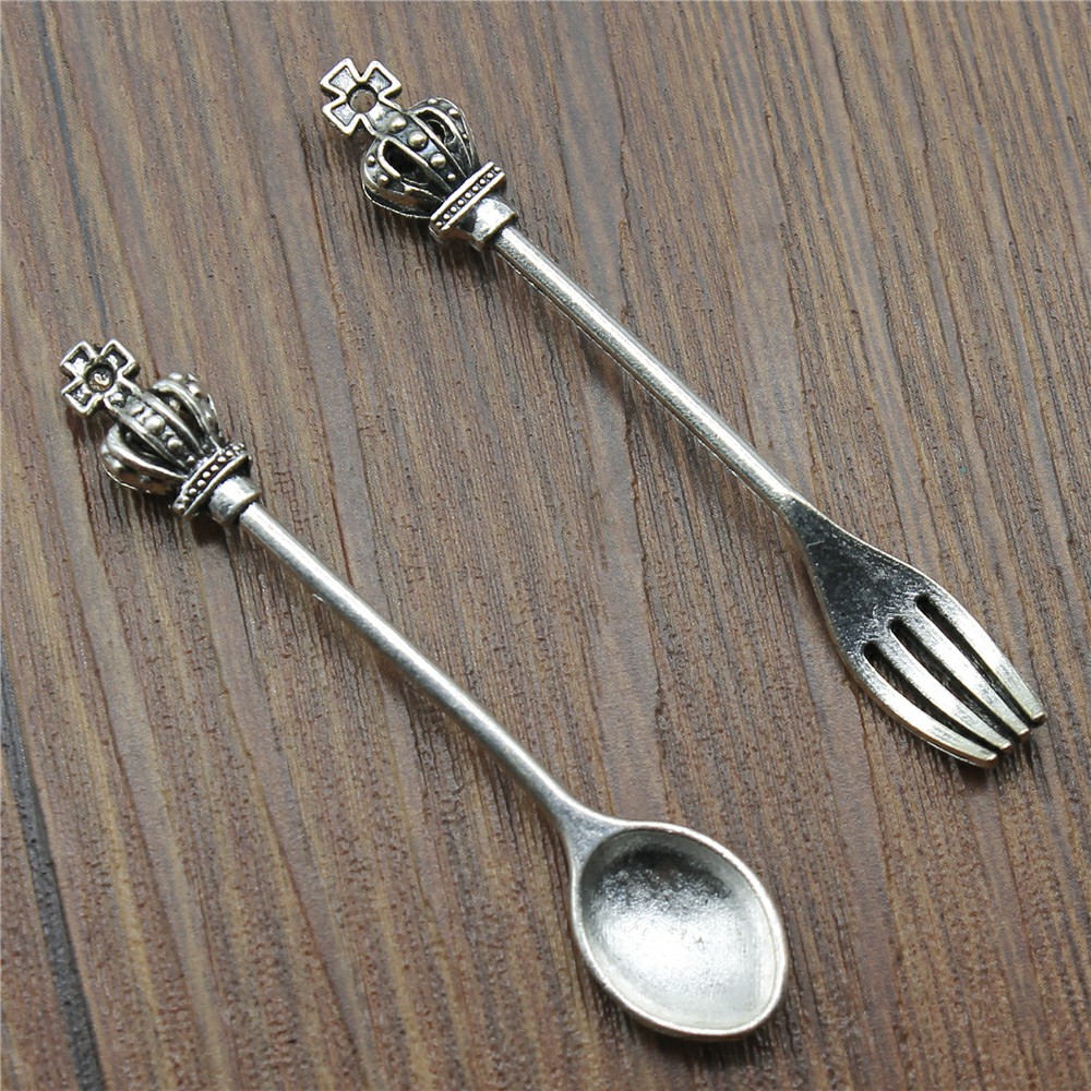 10Pcs โบราณเงินสีมงกุฎช้อน Cha - Vintage Collectible Spoons บทวิจารณ์และราคา